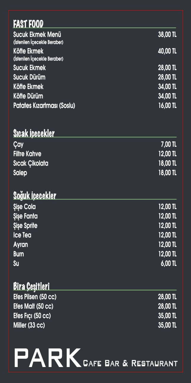 Fast Food Menu